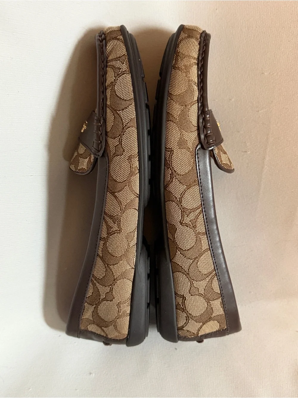 Coach Odette Signature Jacquard Driver Loafers Size 9.5B Brown Tan